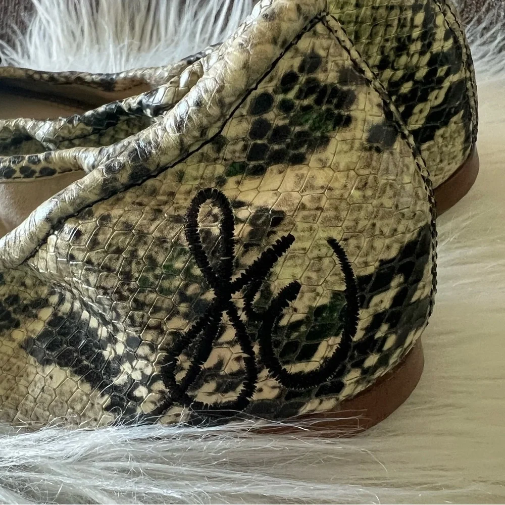 Sam Edelman Snake Print Ballet Flats in Black and Cream